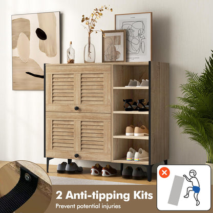Freestanding Shoe Storage Cabinet Organizer with Flip Doors