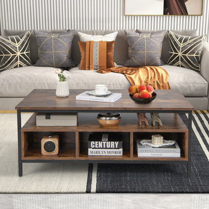 Wooden Cocktail Center Table with Storage Shelf