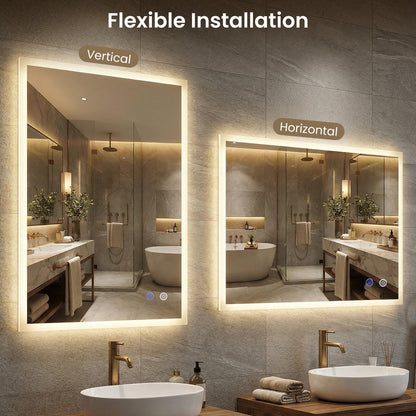 70 x 50 CM LED Bathroom Mirror with Anti-fog and Memory