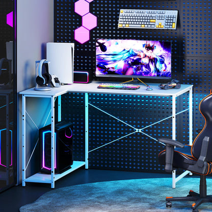 L-shaped Computer Desk Reversible Corner Desk with Adjustable Shelf