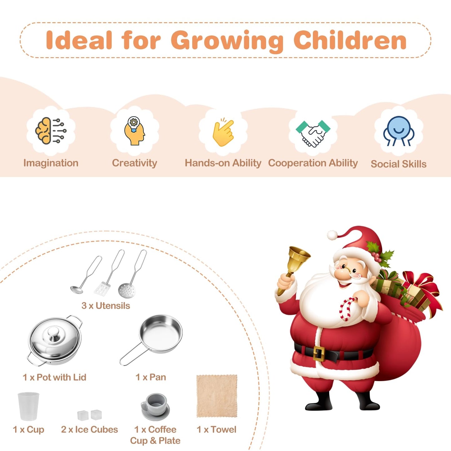 Wooden Kitchen Playset with Sound and Light for Boys Girls