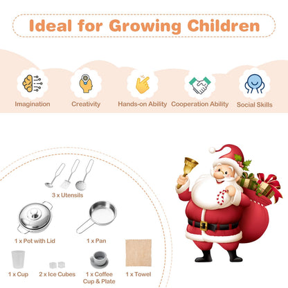 Wooden Kitchen Playset with Sound and Light for Boys Girls