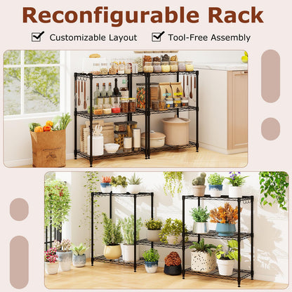 3/4/5/6-Tier Wire Shelving Unit Adjustable Metal Storage Shelves with V-shaped Shelving Rack