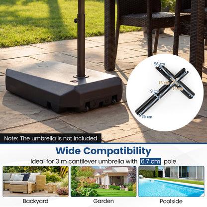 Cantilever Base Weight, Heavy-Duty Mobile Patio Parasol Umbrella Stand