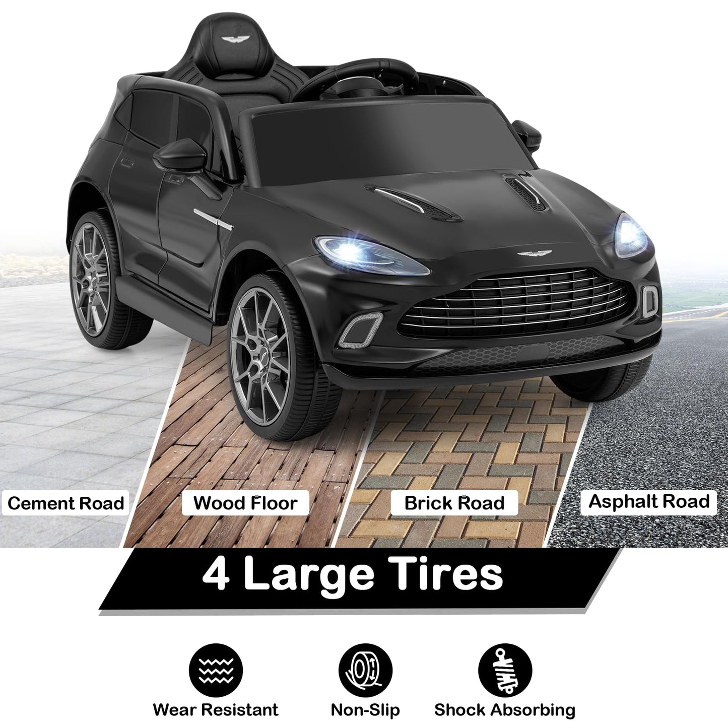 12V Kids Ride on Vehicle Aston Martin Licensed with Horn and Taillights