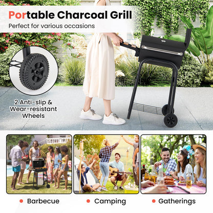 Outdoor Portable Barbecue Grill with Foldable Side Table