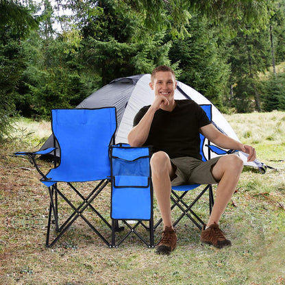 Portable Folding Loveseat with Umbrella & Carrying Bag