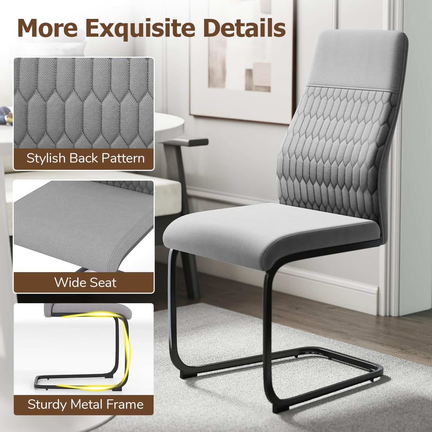 Modern Dining Chair Set of 4 Upholstered Accent Chair