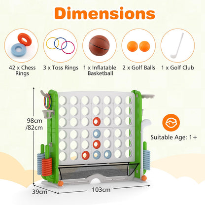 Jumbo 4-in-a Row Game Set with Basketball Hoop and 42 Rings