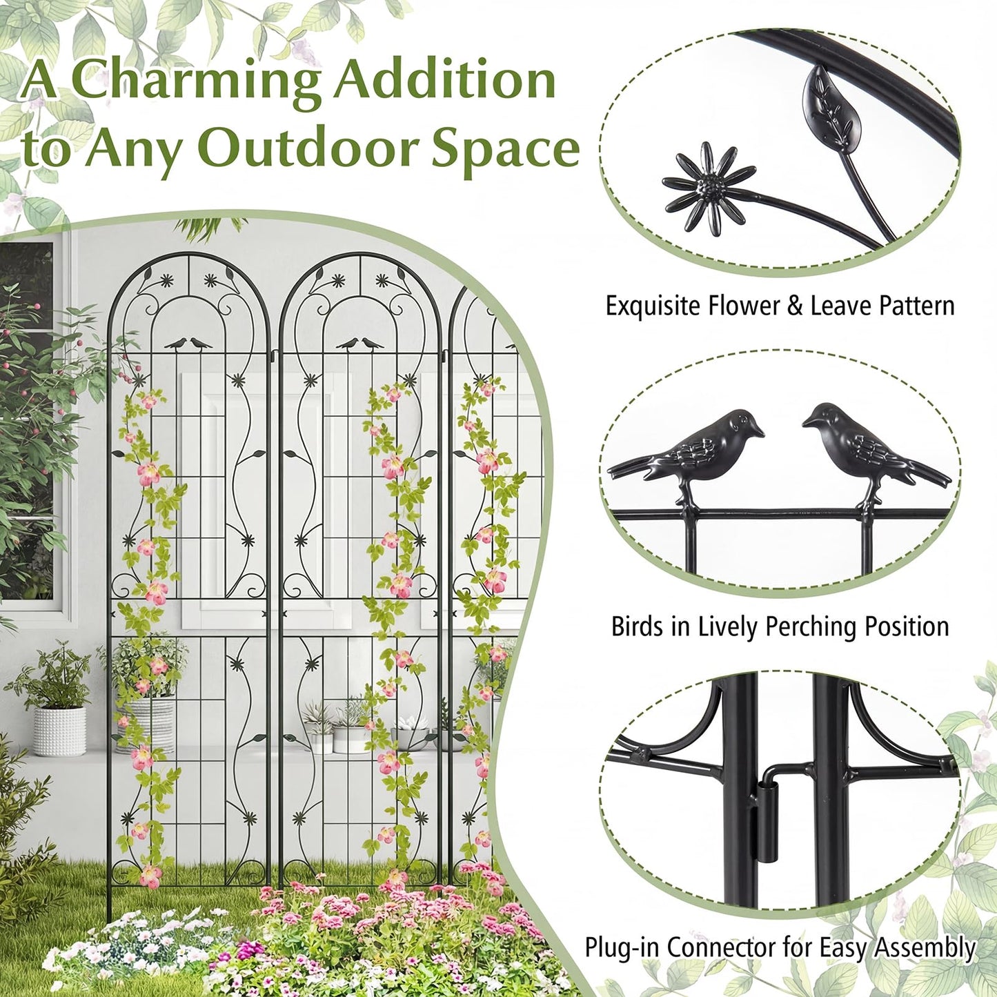 2/4 Pack Garden Trellis, 180/220 x 50cm Galvanized Steel Trellis for Climbing Plants