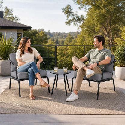 3-Piece Patio Bistro Set, Garden Furniture Set with Padded Cushions
