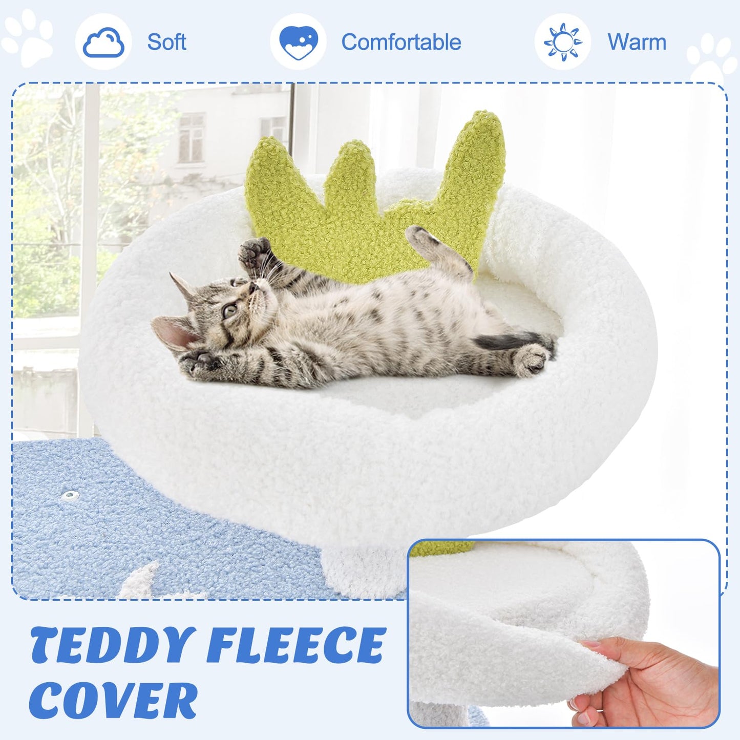 Ocean-themed Cat Tree Tower with Sisal Covered Scratching Posts