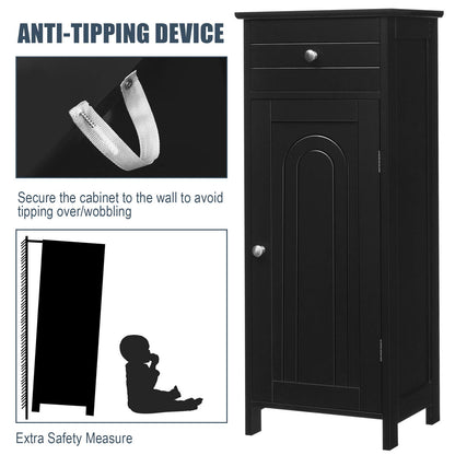 Floor Standing Wooden Cupboard with Single Door and Drawer