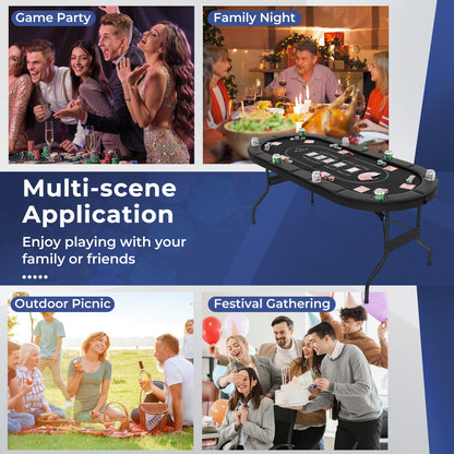 182cm Folding Casino Leisure Card Board Game Tables with Metal Cup Holders