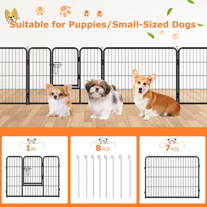Dog Playpen - 8 Panel Metal Fence for Small Dogs