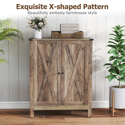 6-Tier Farmhouse Shoe Storage Organizer Freestanding Wooden Shoe Rack