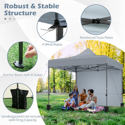 Pop up Gazebo, Outdoor Canopy Tent with 4 Removable Sidewall