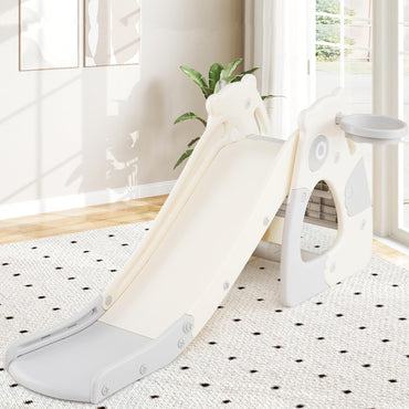 Foldable Toddler Slide with Basketball Hoop and Ball