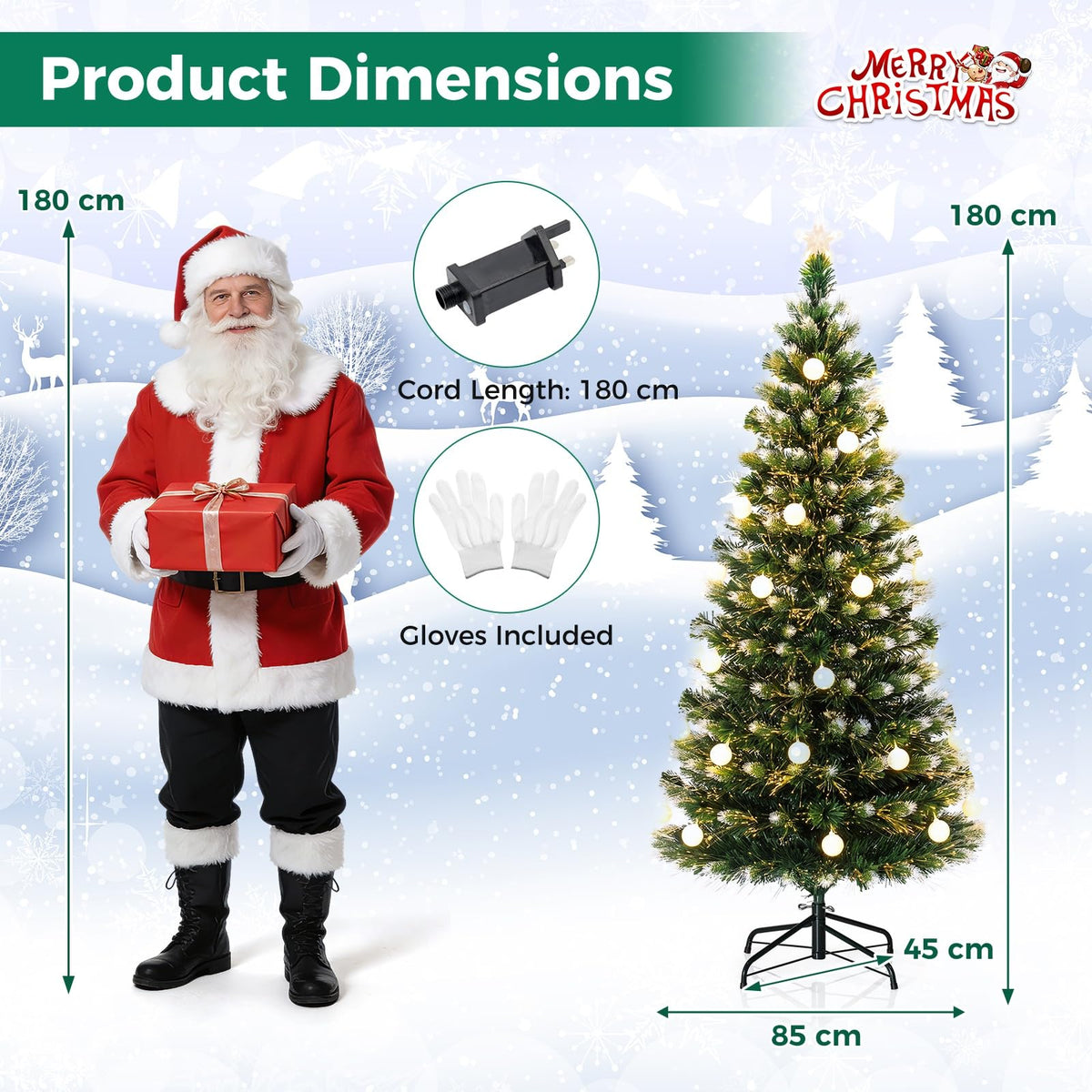 5FT Fiber Optic Christmas Tree, Pre-lit Artificial Xmas Tree