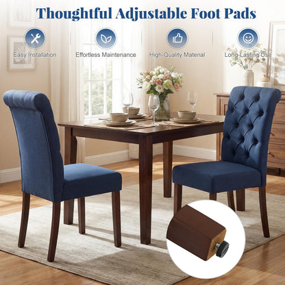 Upholstered Dining Chairs Set of 2 Button Tufted Chairs with Padded Seat and Backrest