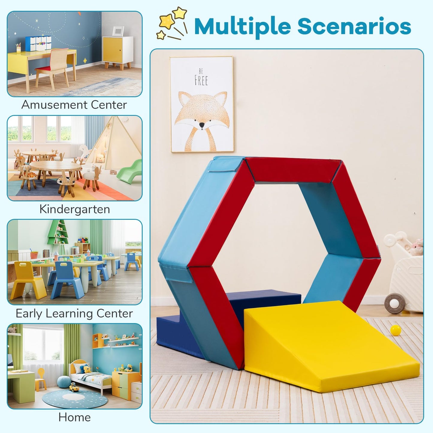 3-Piece Baby Foam Climbing Blocks Indoor Climb and Crawl Activity Play Set