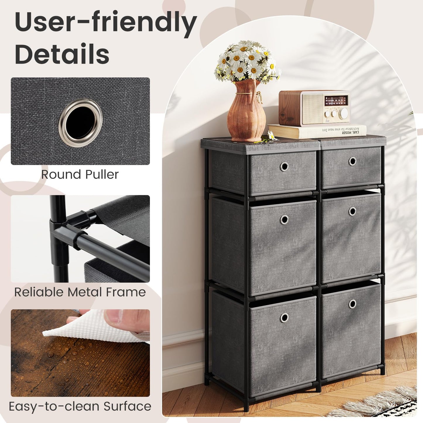 Chest of 6/9 Drawers Home Metal Frame Storage Organizer Unit