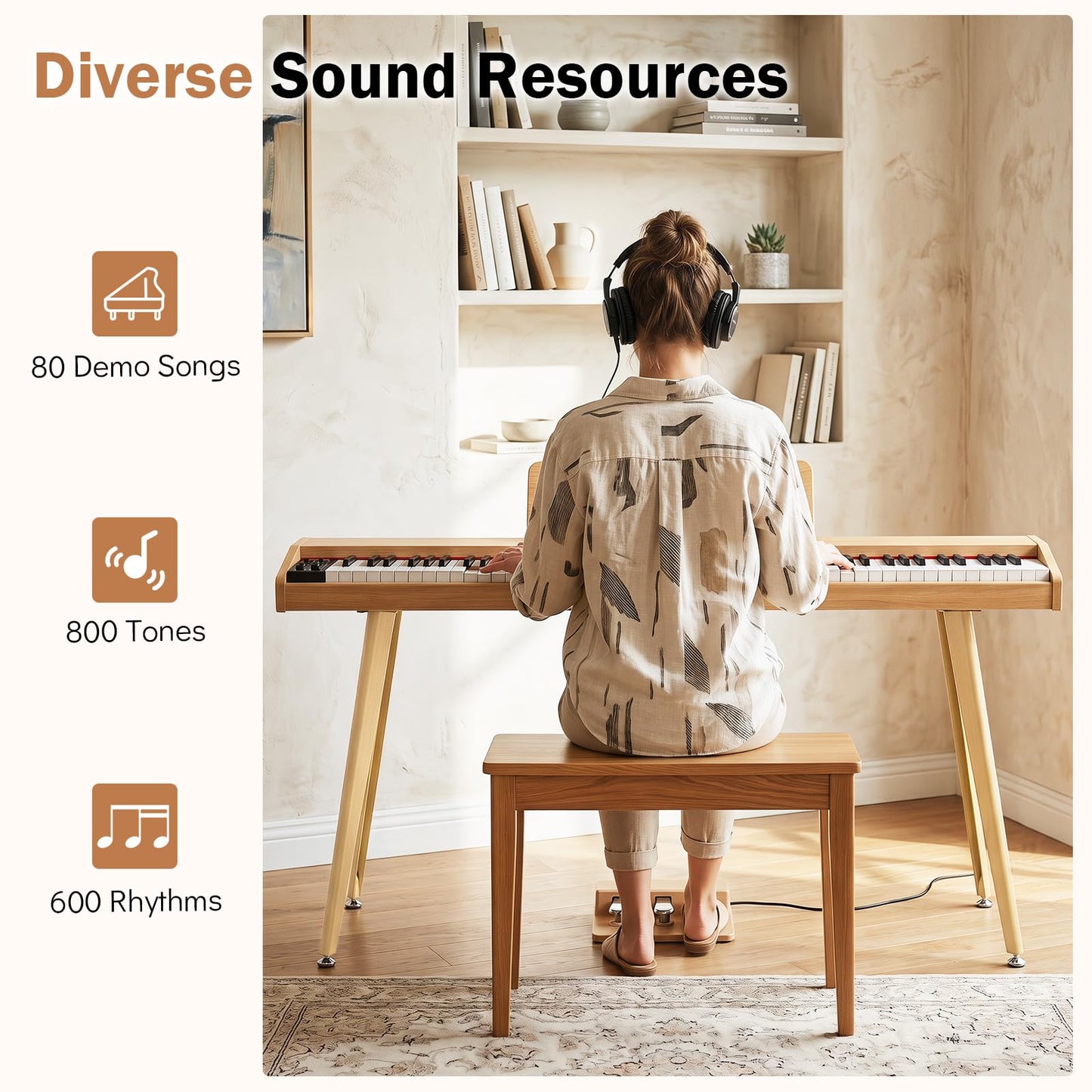 88-Key Digital Piano Keyboard, Semi-Weighted Keyboard