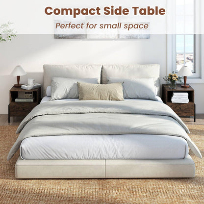 Nightstand with Charging Station 3-Tier Bedside Table with Drawer