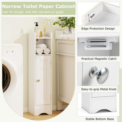 Small Bathroom Storage Cabinet with Door and Adjustable Shelves