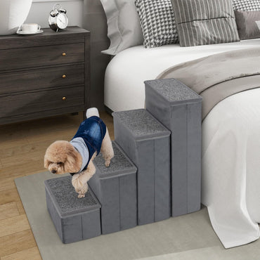 Non-Slip 4-Step Dog Stairs with Storage Box