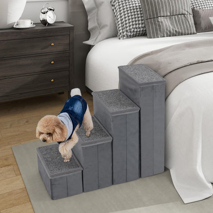 Non-Slip 4-Step Dog Stairs with Storage Box