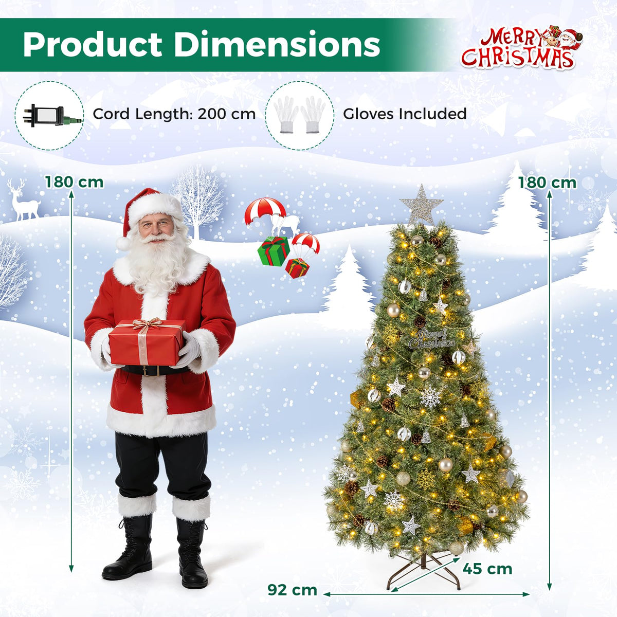 5FT Pre-Lit Artificial Christmas Tree, Hinged Holiday Xmas Tree