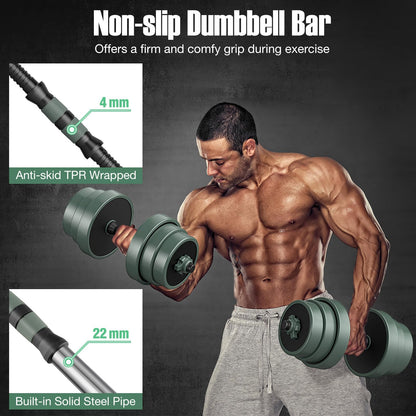 21KG/41KG Dumbbell Barbell Set, 4-in-1 Dumbbell, Barbell, Kettlebell & Push-Up Stand