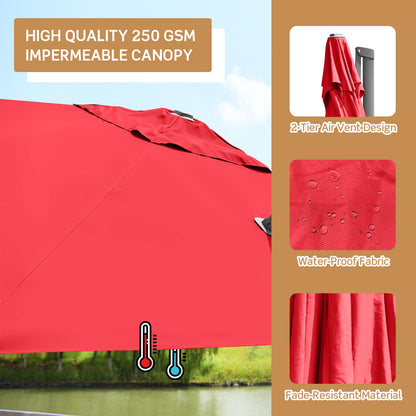 3m Patio Cantilever Umbrella with 4-Level Tilting Adjustment and Crank Handle
