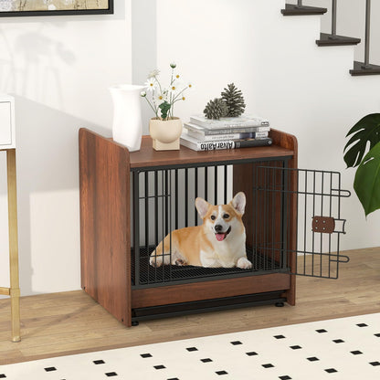 Indoor Dog Crate Furniture with Removable Tray and Lockable Door
