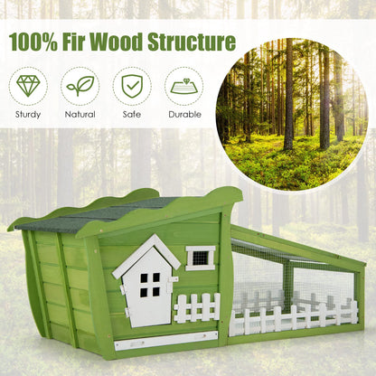 Outdoor Wooden Rabbit Hutch with Asphalt Roof