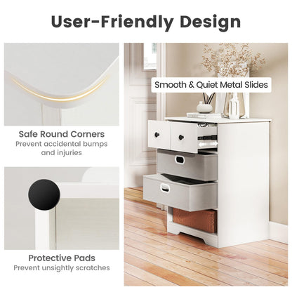 4-Drawer Dresser Cabinet with Open Shelf Freestanding Bedside Chest