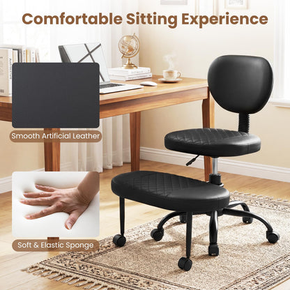 Ergonomic Cross Legged Office Chair with Wheels, Black