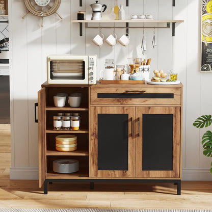 Storage Cabinet, Wooden Buffet Sideboard with Drawer, Doors, Removable Shelves