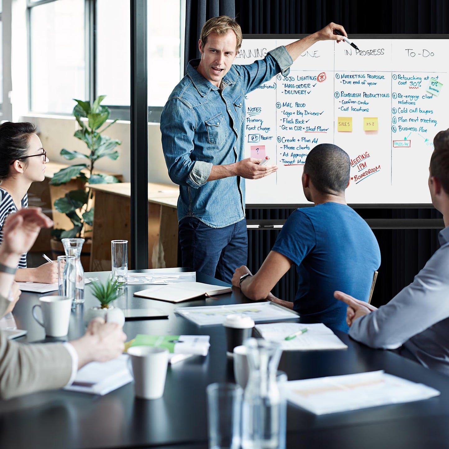 Reversible Mobile White Board with Adjustable Height