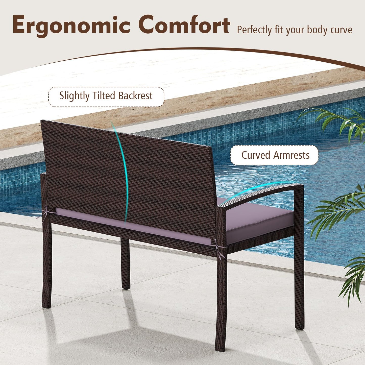 2 Seater Wicker Leisure Loveseat with Soft Seat Cushion