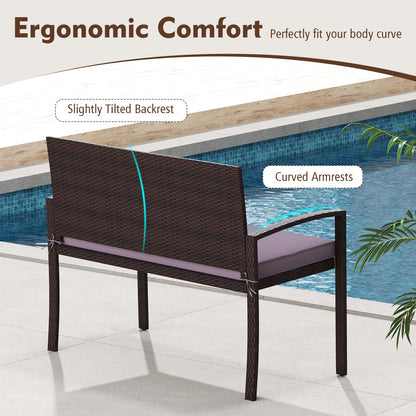 2 Seater Wicker Leisure Loveseat with Soft Seat Cushion