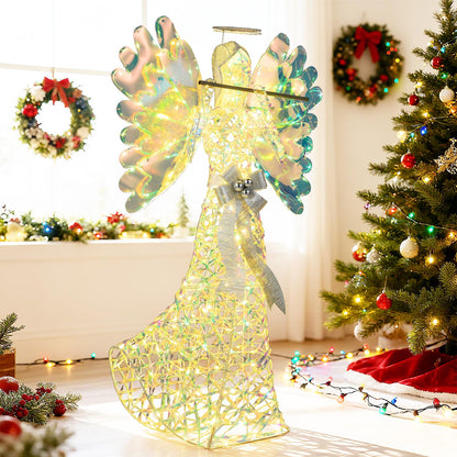 Lighted Angel Christmas Decoration with Flute and 250 LED Lights