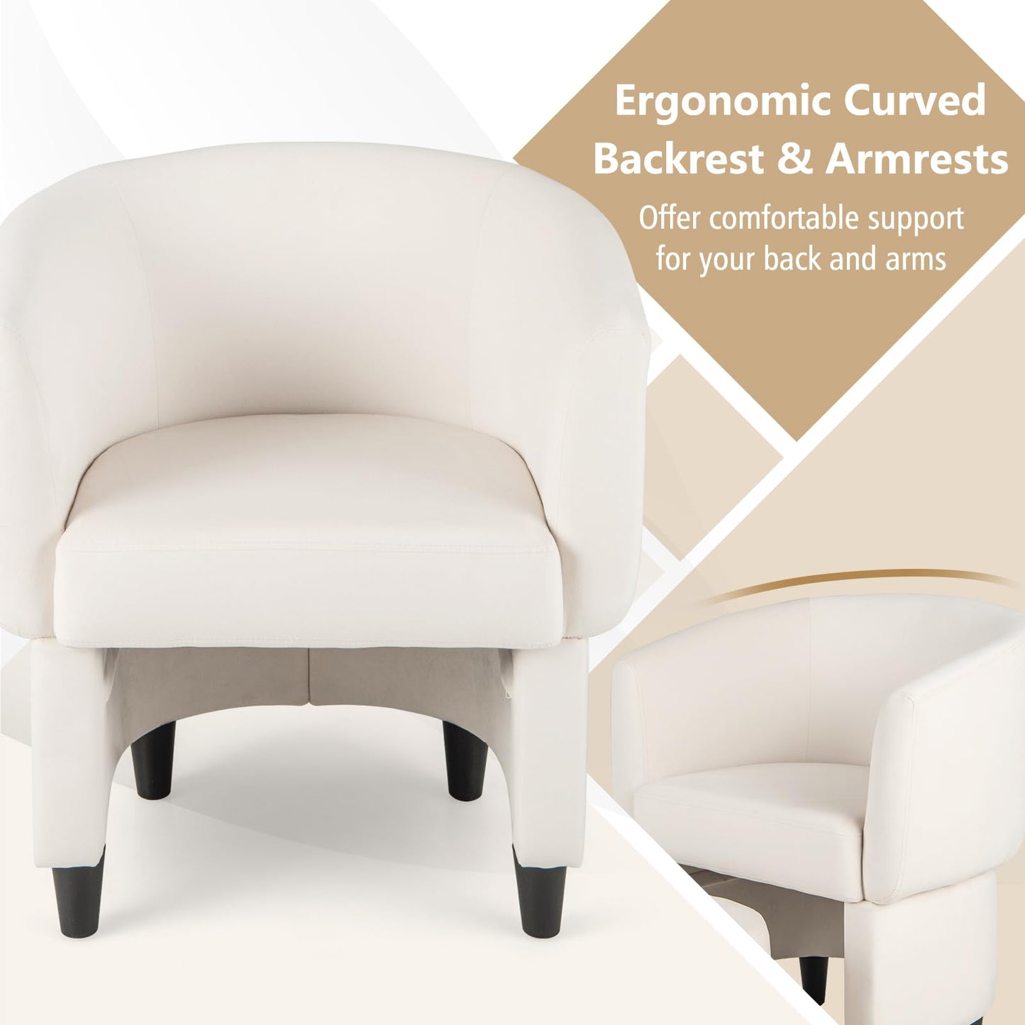 Upholstered Velvet Barrel Chair Modern Club Chair with Ottoman