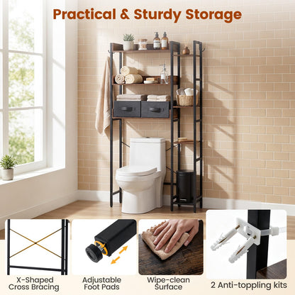 Over Toilet Storage Unit, Reversible Bathroom Shelf Space Saver