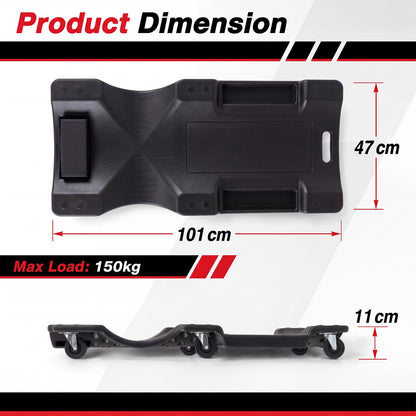 36/40 Inch Mechanic Creeper with Padded Headrest & 2 Tool Trays