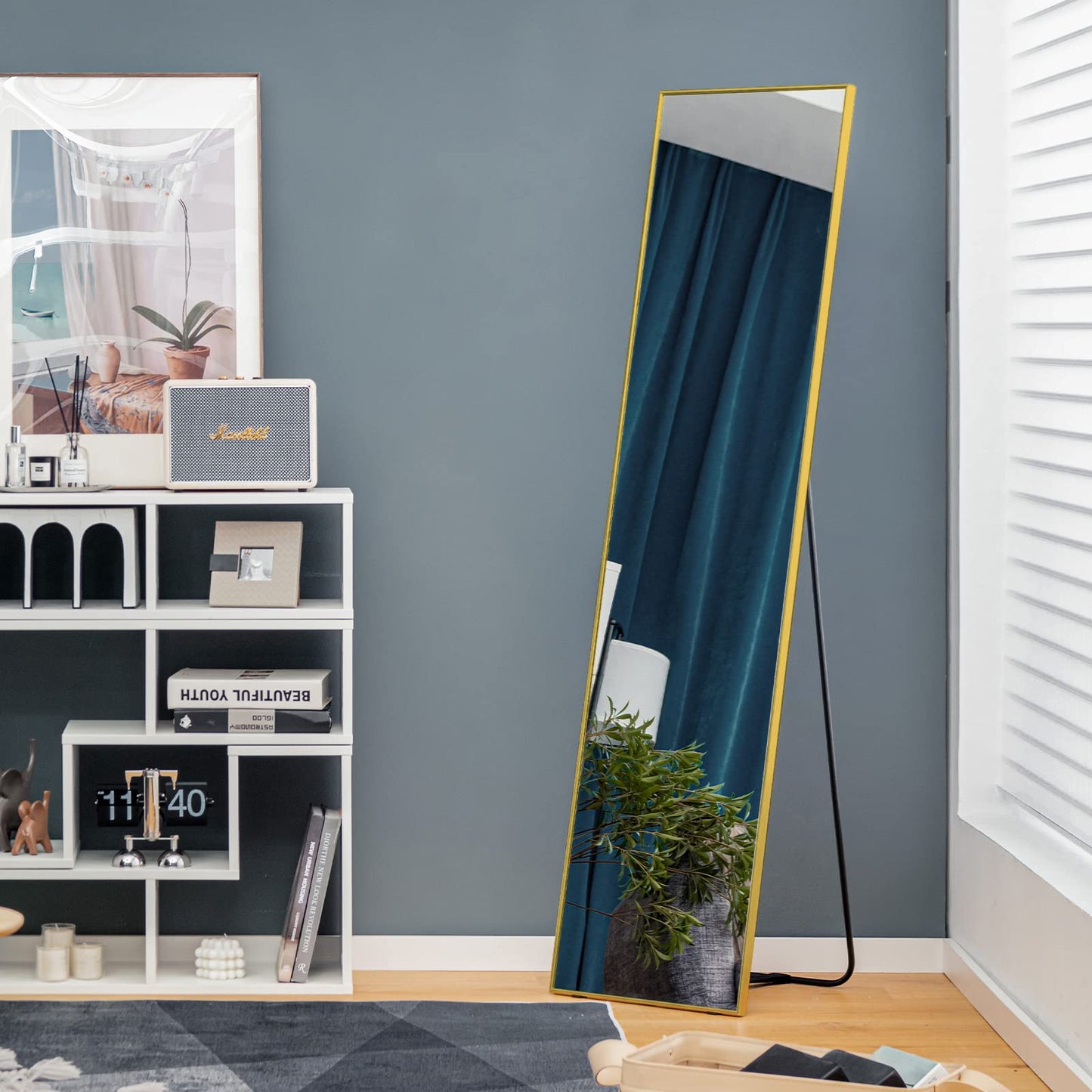 160x40cm Wall Mounted/Leaning/Free Standing Aluminum Alloy Frame Floor Mirror
