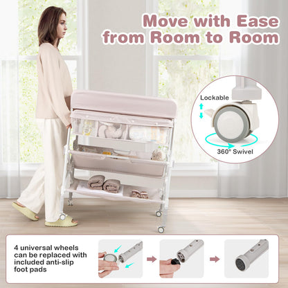 olding Diaper Changing Station with Wheels & Storage Basket