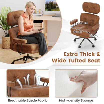 Ergonomic Home Office Chair Mid Century Modern Computer Desk Chair with Wide Tufted Seat