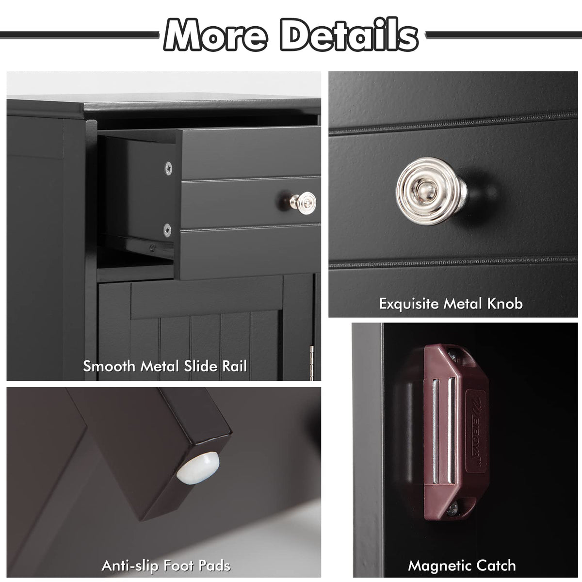 3-Tier Free-Standing Bathroom Cabinet with Drawer